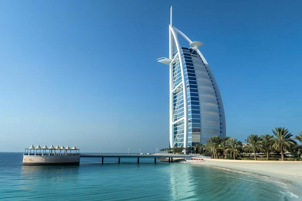 The iconic Burj Al Arab hotel in Jumeirah, visit dubai and find best dubai holiday deals
