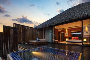 Romantic Honeymoon Villa in Maldives with private pool, part of Adaaran Club Rannalhi’s all-inclusive experience, features Maldives resrt packages