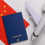 image of china flag, passport and aeroplane, showing China Visa Application to enter canton fair